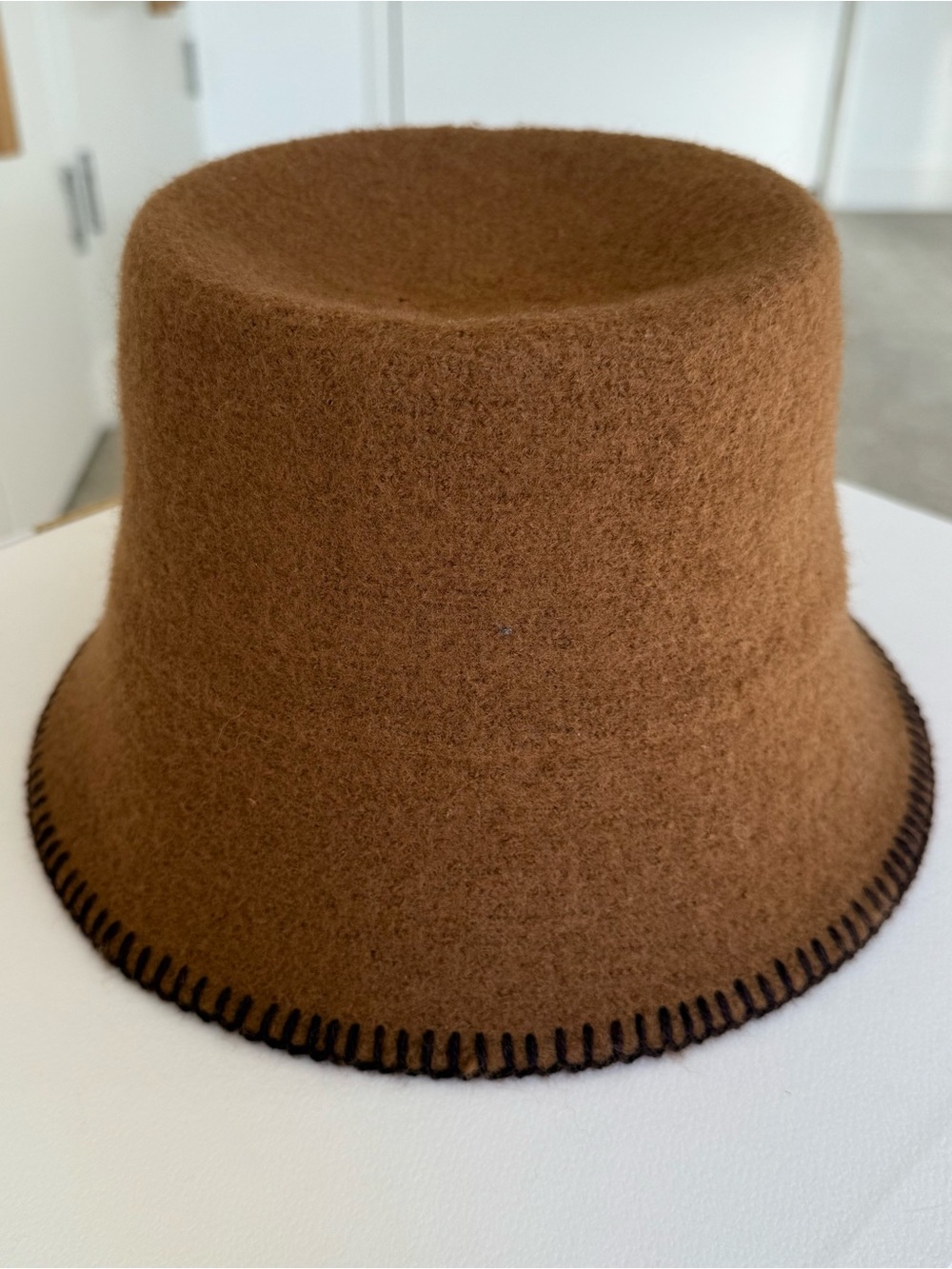 COS Brand New Brown Wool-Blend Bucket Hat with blanket-stitched edge. XS/S size. - Picture 3 of 14